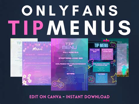 Onlyfans Tip Menu Templates In Total Put Your Tips On Etsy Singapore Hot Sex Picture