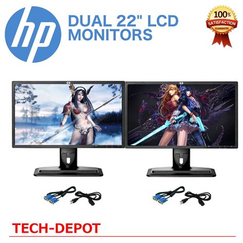 Dual Matching 22 Widescreen Lcd Monitors W Cables Gaming Office