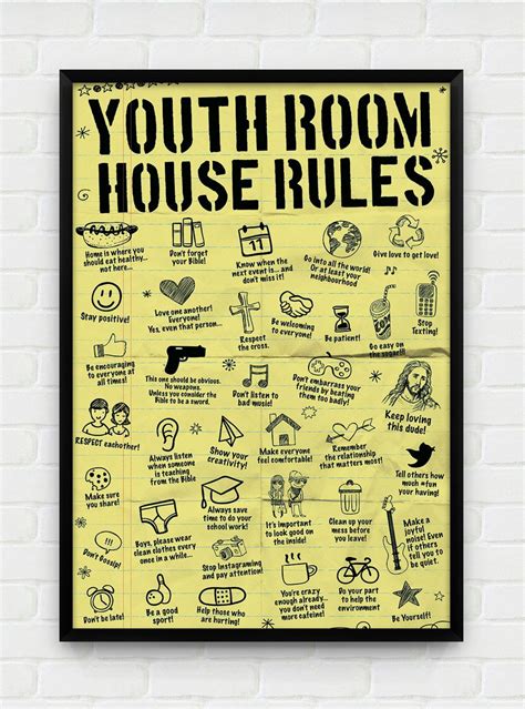 Inspirational Printable Art Download And Print Jpeg Image Youth Room Rules Christian Poster