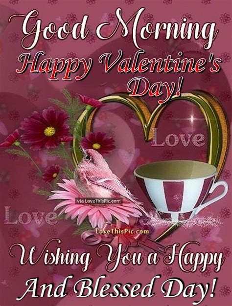 A Valentine Day Card With A Cup Of Coffee And Flowers