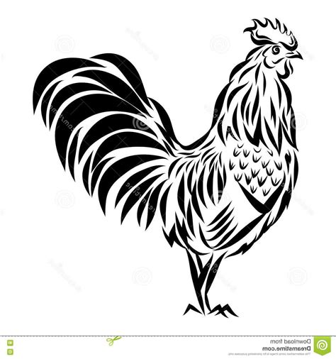 Unique Rooster Clip Art Black And White Image ~ Vector