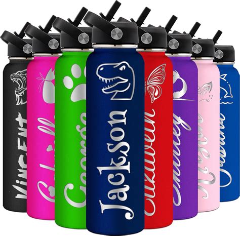 Yananka Personalized Water Bottles With Straw Lid Custom