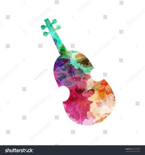 Violin Silhouette Watercolor Hand Drawn Style Vector De Stock Libre