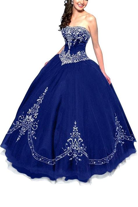 Dlfashion Womens Strapless Ball Gown Embroidered Quinceanera Dress At