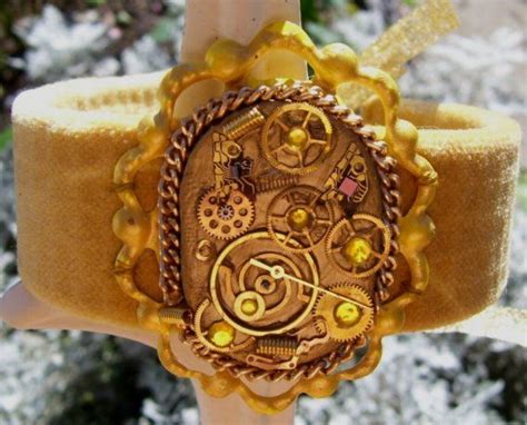 Steampunk Altered Art Fabric Wrapped Bracelet In By Mellostuff 1400