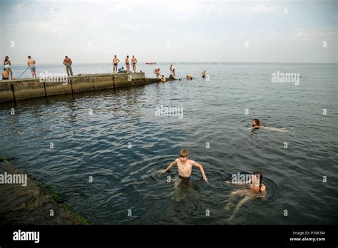 Odessa Ukraine Bath Houses On The Black Sea Stock Photo Alamy