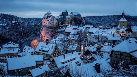 1280x720 Resolution Hohnstein City Germany In Winter Snow 720p