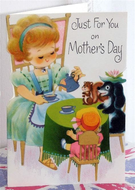 Adorable Vintage Greetings Card Mothers Day A Lovely