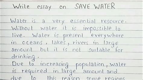 Write An Essay On Save Water English Handwriting Youtube