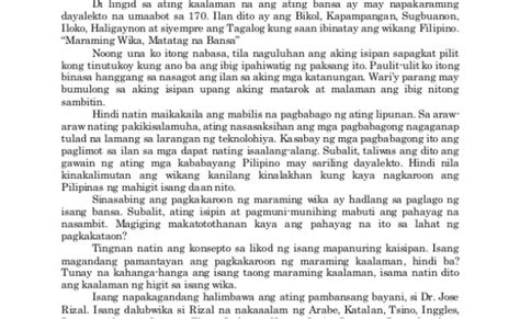 Talumpati Sa Pagpapahalaga Ng Wikang Filipino Otosection