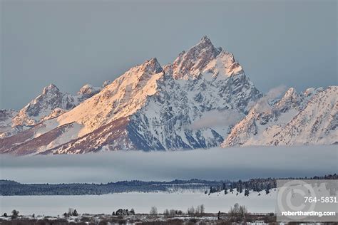 Mount Moran In The Winter Stock Photo