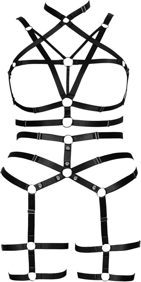 women plus size body harness lingerie punk gothic stockings suspender garter belts set gothic