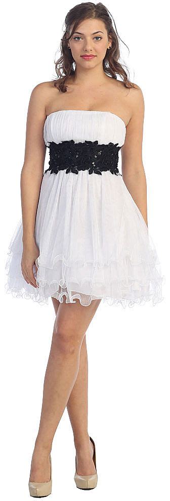 Strapless Mesh Short Prom Dress With Tiered Ruffled Skirt S666