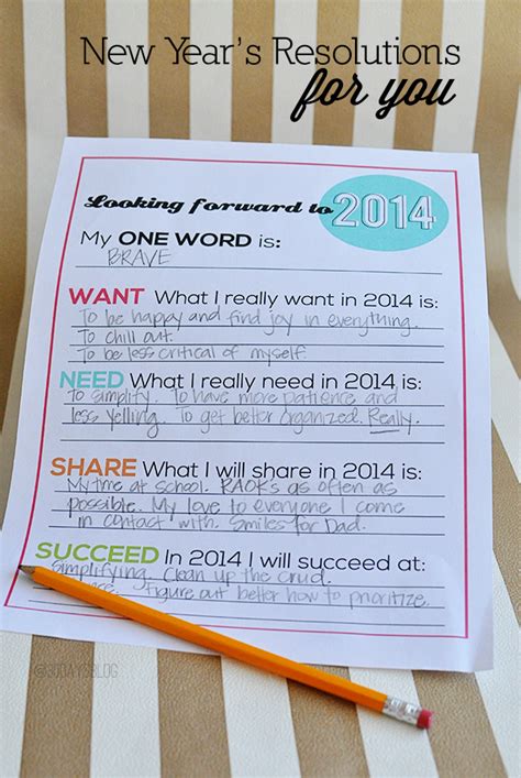 2016 Printable New Years Resolutionsgoals Thirty Handmade Days