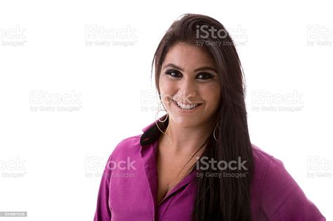 Brunette Brazilian Woman On White Background Stock Photo Download