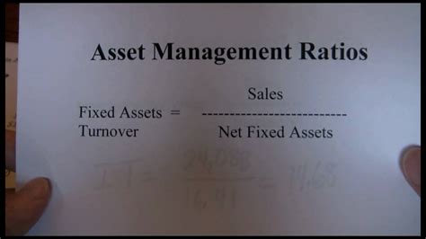 The asset turnover ratio formula is net sales divided by average total sales. Financial Ratios Asset Management - YouTube