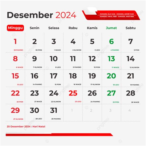 Kalender Desember 2024 Lengkap Dengan Tanggal Merah Untuk Hari Raya