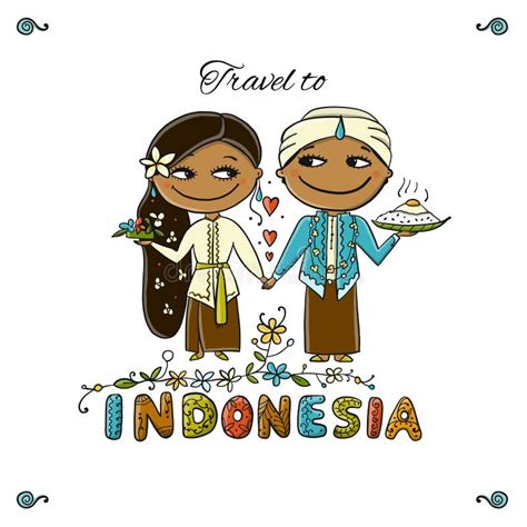 Travel To Indonesia Greeting Card For Your Design Stock Vector