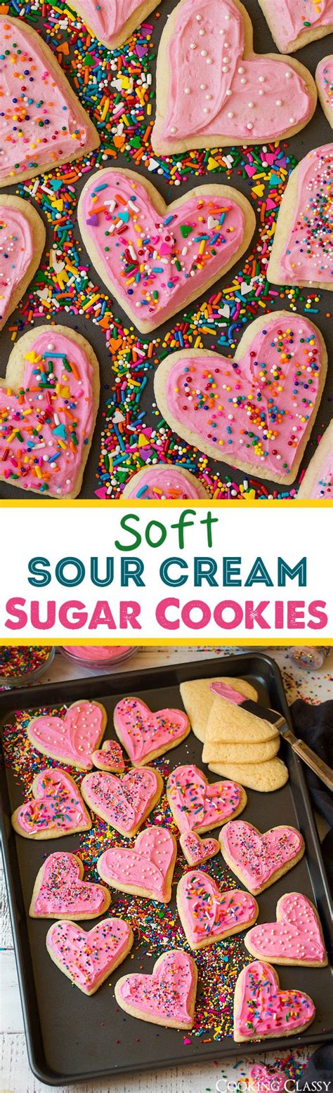 Frost the cooled cookies and add the sprinkles. Soft Sour Cream Sugar Cookies - Cooking Classy