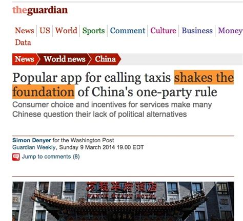 Taxi App “shakes The Foundation Of Chinas One Party Rule” Says The Guardian Beijing Cream