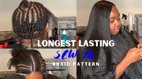 49 Middle Part Sew In With Leave Out Braid Pattern Jolashamha
