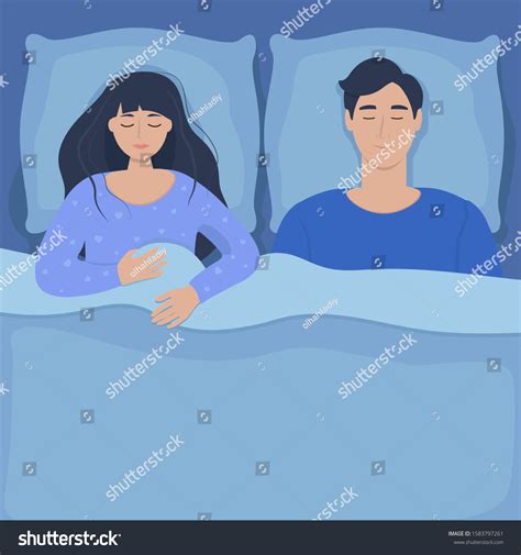 Man Woman Sleeping Bed Cute Vector Stock Vector Royalty Free 1583797261 Shutterstock