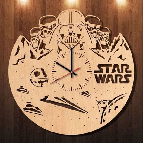 Wood wall clock star wars svg Wall Star Wars file SVG dxf File | Etsy