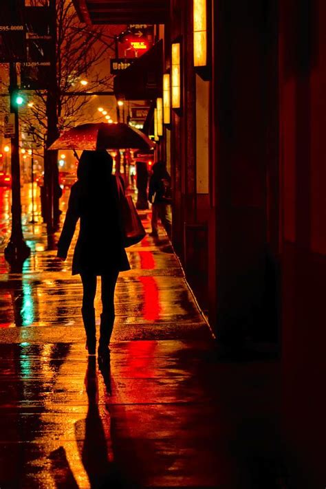 Rain City Night Woman With Umbrella Photograph By Nikolyn Mcdonald