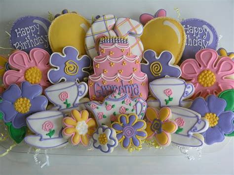Happy 65th Birthday 65th Birthday Tea Party Cookies Sugar Cookies