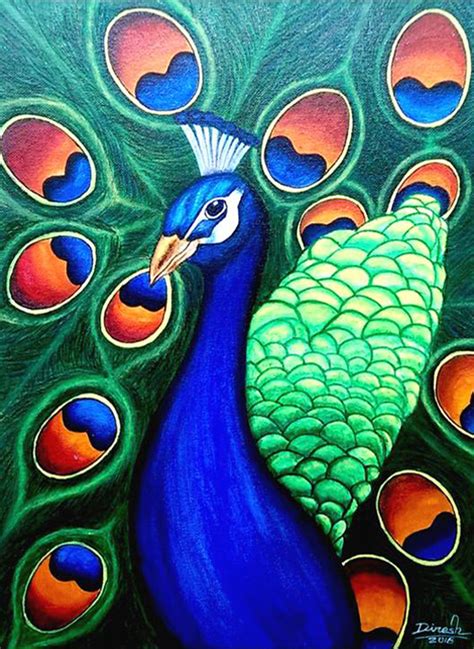 Buy Peacock Handmade Painting By Dinesh Kumar Codeart183115815