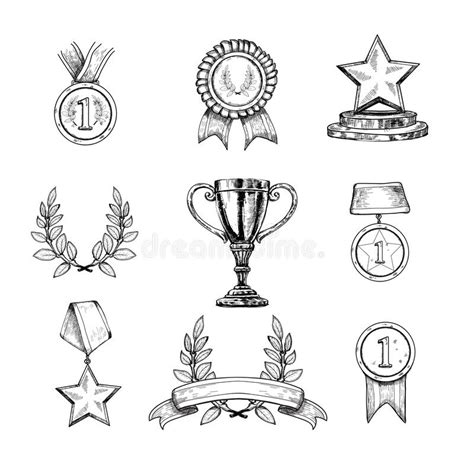 Hand Drawn Award Icons Concept Stock Vector Illustration Of Banner
