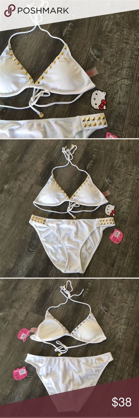 Sanrio Hello Kitty Bikini Hello Kitty Bikini In White With Gold