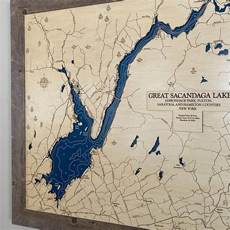 Great Sacandaga Lake Map Custom Wood Map Custom Lake Art 3d Wall Art