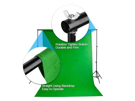 Photography 10ft Backdrop Stand Kit 163m Green Screen Black White