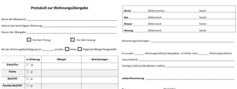 Warum das protokoll so wichtig ist. Wohnungsübergabeprotokoll: Muster für Wohnungsübergabe