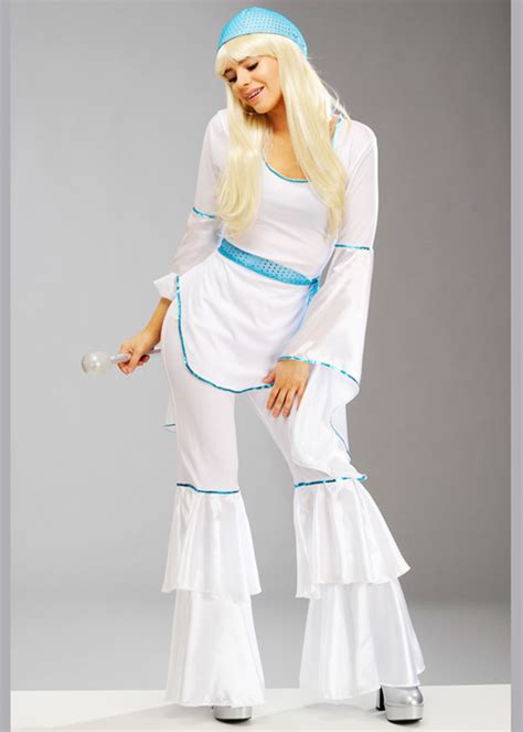 From jumpsuits to platform boots to tight white if you're attending a 1970's party then look no further than an abba costume. Womens 1970s White Abba Style Super Trooper Costume