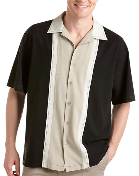 Joseph & Feiss Resort Black Panel Camp Collar Shirt - Men's Shirts ...
