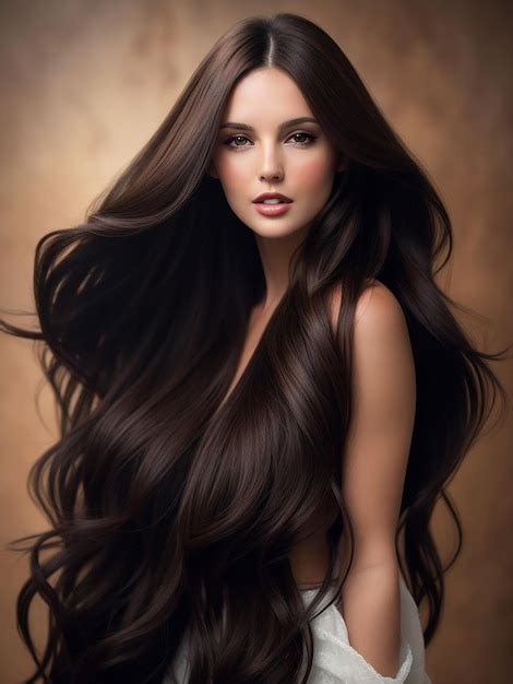 Premium Photo A Brunette Woman With Long Shiny Hair