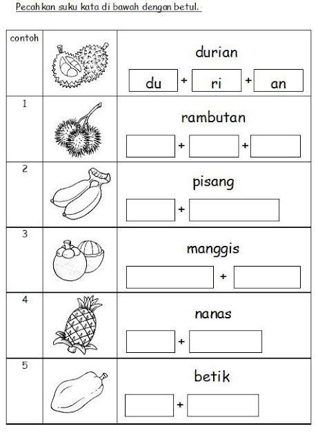 Bahasa Malaysia Prasekolah Latihan Buah