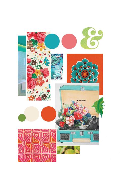 Bright Mood Board Inspired By Mexican Oil Cloth Designs Pink Blue