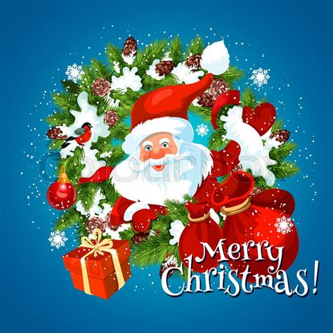 Christmas Greeting Card With Santa Stock Vector Colourbox
