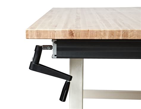 4 Leg Hand Crank Adjustable Height Work Table Ergosource