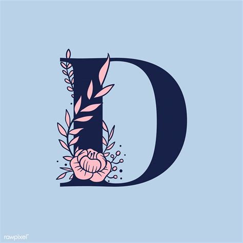 Botanical Capital Letter D Vector Free Image By Tvzsu