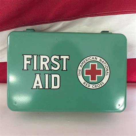 Mint Green Vintage American Red Cross Metal First Aid Kit With Images