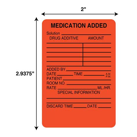 Label Medication Added Solution Drug Additive Amount Nevs Ink