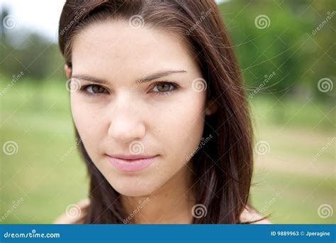 Fresh Faced Girl With Green Background Stock Image Image Of Lips