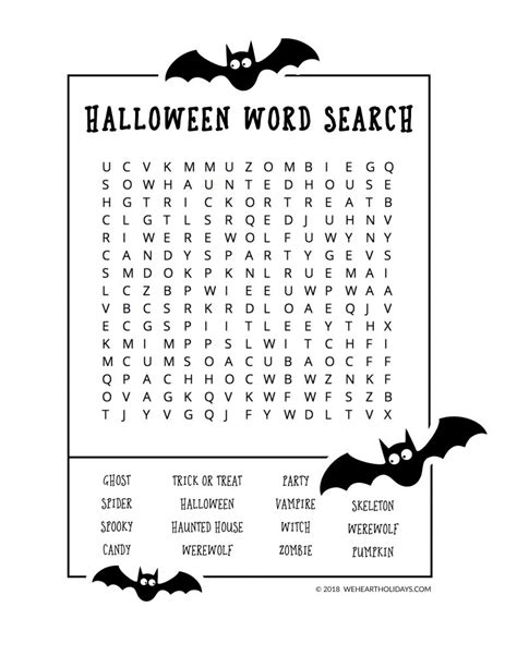Free Printable Halloween Word Search Puzzle Weheartholidays