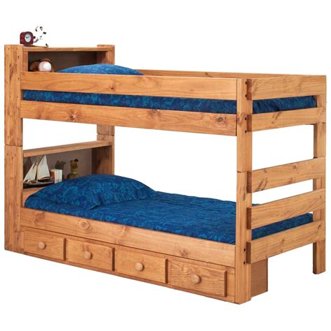 twin bunk bed bookcase headboards drawers mahogany finish dcg stores