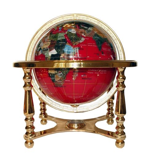 13 Inch Red Ocean Gemstone Globe World Globe Globe World Globes