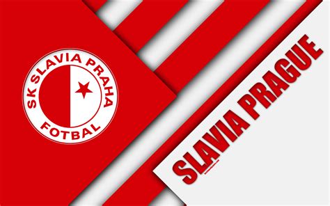 Download Wallpapers Sk Slavia Praha 4k Logo Material Design Red